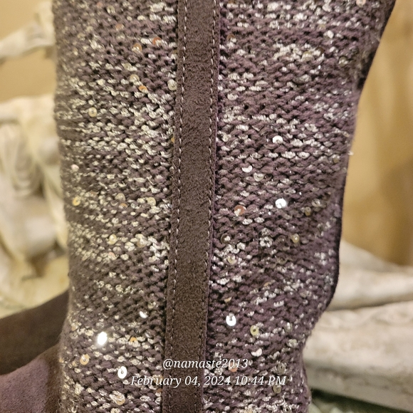 Ugg Camaya Metalic Suede Sequin Knit Boot Designer Shearling Winter Boot #712 - Picture 7 of 17